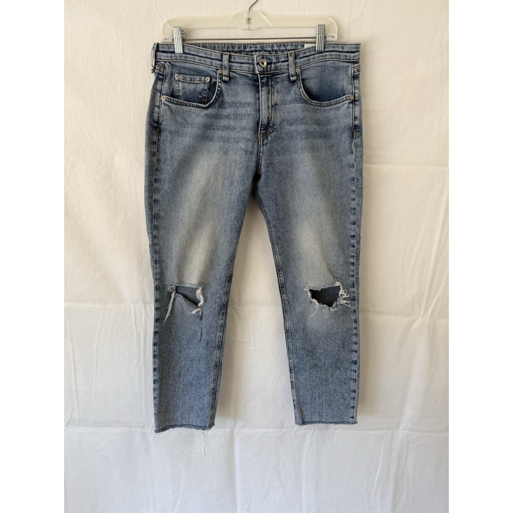 Rag & Bone Dre Slim Boyfriend Jeans Women Size 30 Low Rise Light Wash Ripped